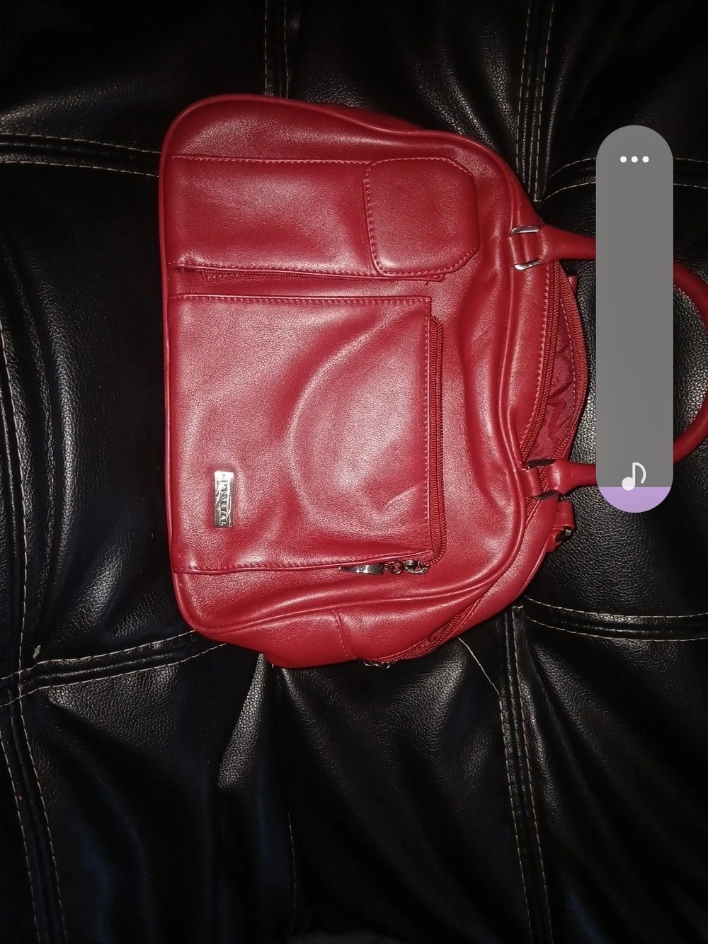 Red Shoulder Bag with Front Pocket - Women's Convertible Style
